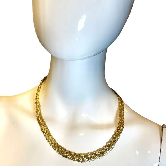 Chunky Gold Chain Braided Necklace 20 inches Vintage Mob Wife Gold Necklace - Picture 4 of 15